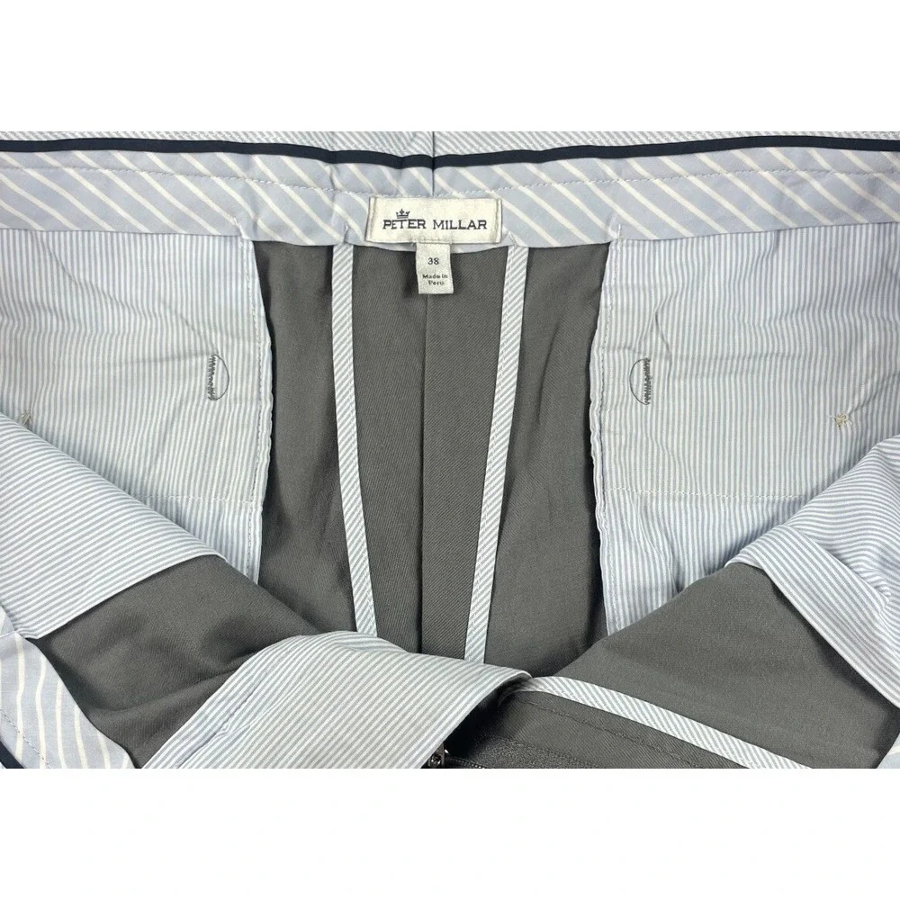 Peter Millar Mens Gray Chino Pants Size 38X35 Cotton Flat Front 2019